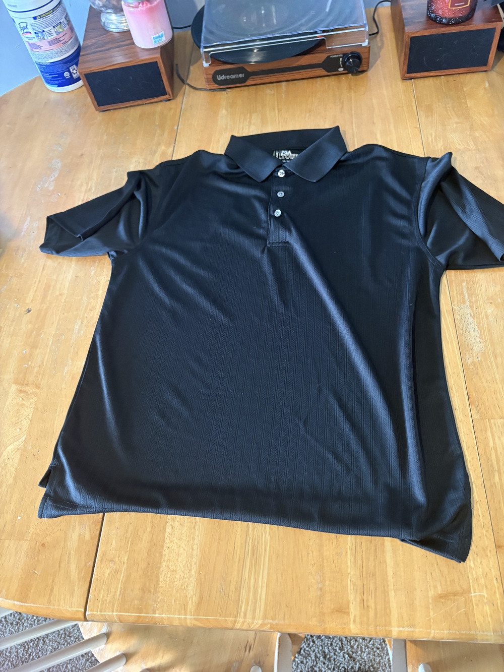 PGA Tour Men's Polo Shirt Black Size M Short Sleeve Performance Golf Top